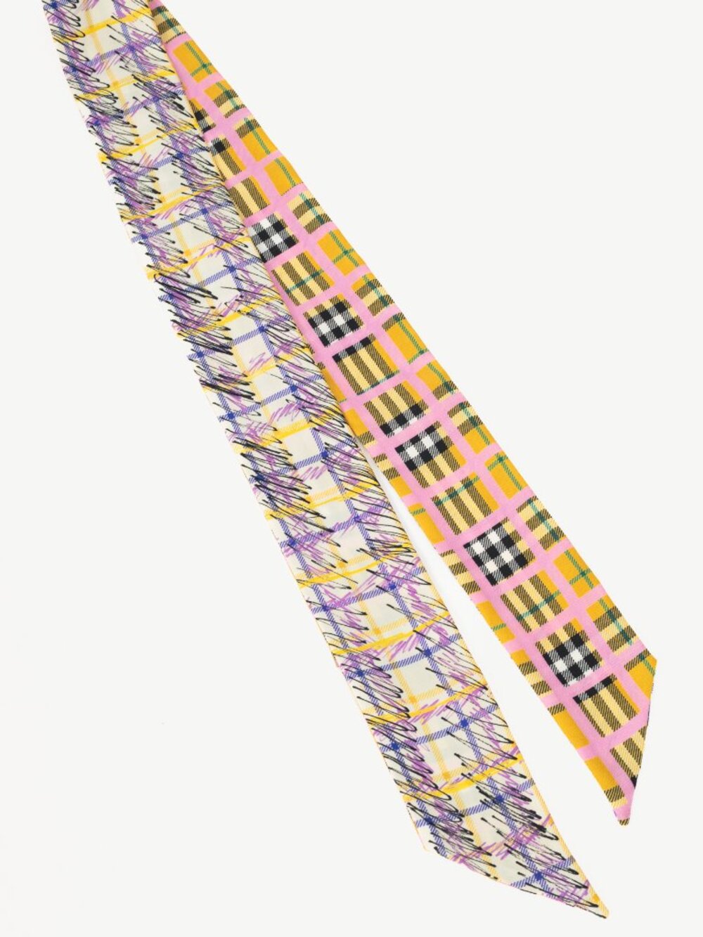 Burberry Yellow & Purple Scribble-Check Silk Bandeau Scarf